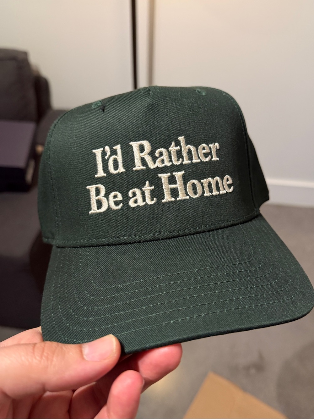 “I’d Rather Be at Home” Snapback Hat - Homebody Brand - Forest Green - OS